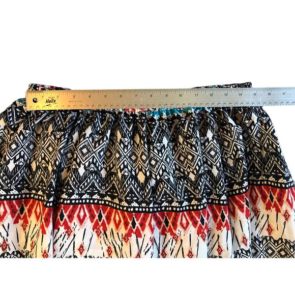 MAGIC Boho Maxi Skirt Sz M –Flowy Festival Vibes, Elastic Waist, Patchwork Print - Picture 3 of 9